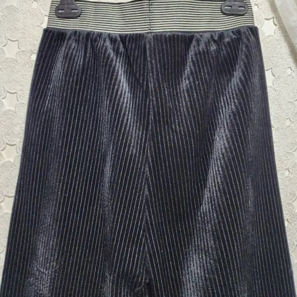 Vintage Ribbed Velvet High Waist Track Pants in Blue Gray Velour (Size XS) - Picture 4 of 5